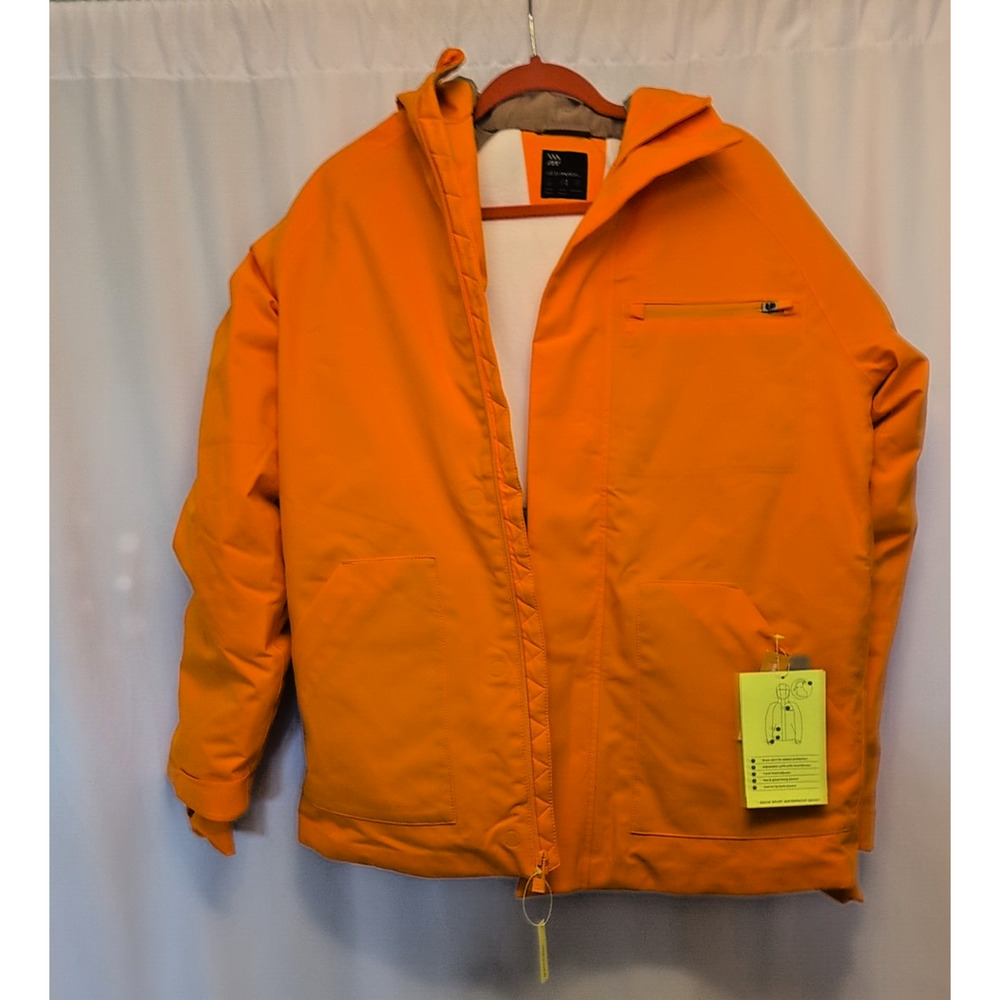 All In Motion S Nwt Orange Zip hooded Wind/Waterproof Snow Jacket removabl liner